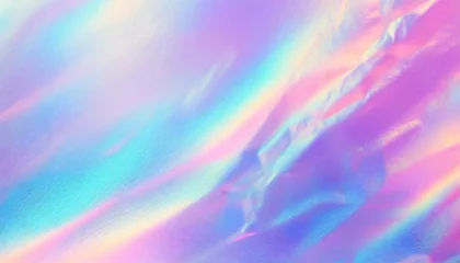 Foto op Canvas blurred abstract modern pastel colored holographic background in 80s style crumpled iridescent foil real texture synthwave vaporwave style retrowave retro futurism webpunk illustration © Katherine