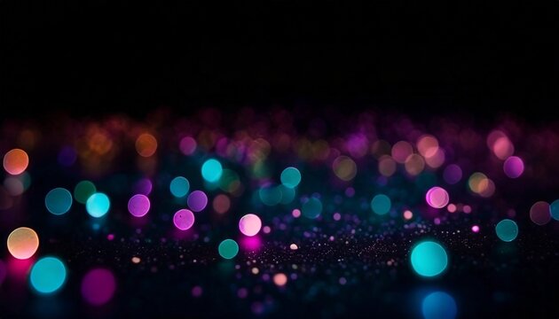 neon bokeh background with neon colors on black illustration