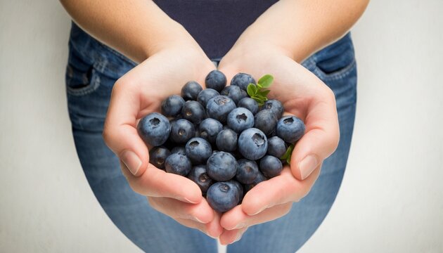 a close up shot captures a person s hands holding a bunch of blueberries illustration