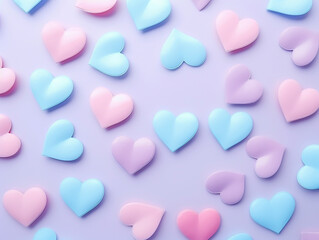 Fototapeta premium A card with hearts as a symbol of love on Valentine's Day in pastel colors