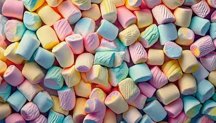 Fotobehang creative marshmallows background in vibrant colors illustration © Katherine