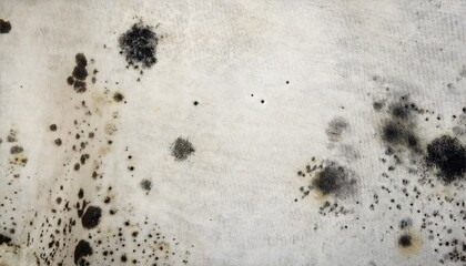 fungus on fabric texture of old white cotton with black mold spots and dirty illustration