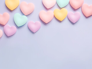 Fototapeta premium A card with hearts as a symbol of love on Valentine's Day in pastel colors