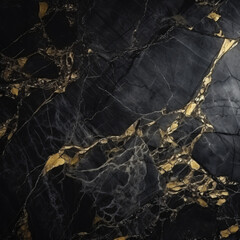 A dark grey-themed black marble background with gold and white patterns, creating a textured and opulent setting.