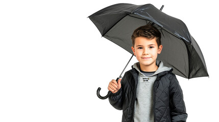 German Boy Holds Isolated Umbrella on a transparent background