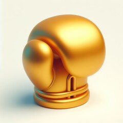Golden Boxing Glove. 3D Cartoon Clay Illustration on a light background.