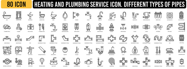Set icons of plumbing and heating icon
