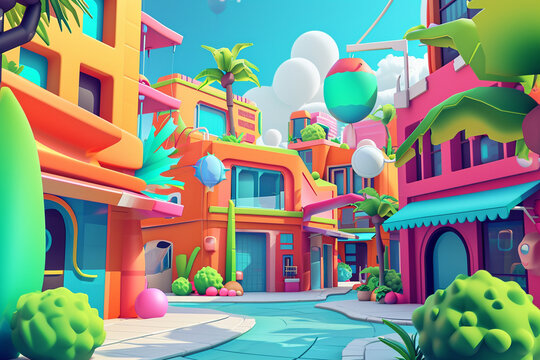 Game background 3d stylish architecture illustration