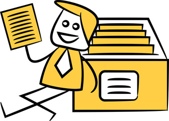 Businessman Sitting Next to Document Archive
