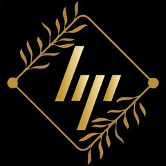 HP letter branding logo design with a leaf..
