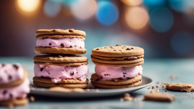 Dolci Abbracci- Sandwich di Gelato tra Biscotti, Piazza il Tuo Messaggio sulla Tavola