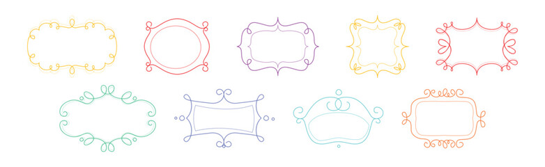 Decorative Shaped Frames with Swirling Line Vector Set