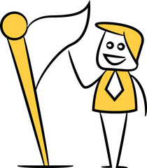 Businessman and Flag Pole Illustration
