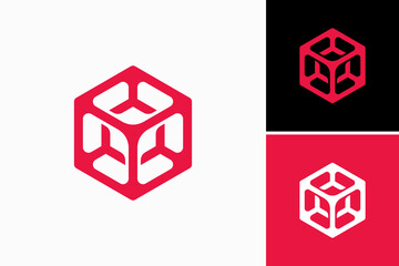 3d hexagon frame Vector Logo Premium - obrazy, fototapety, plakaty