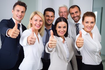 thumbs up, team and portrait of business people in office with support, success or motivation