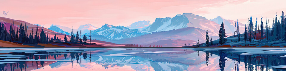 Yellowstone Wonders - Ultradetailed Illustration for Banners, Covers, and More - obrazy, fototapety, plakaty