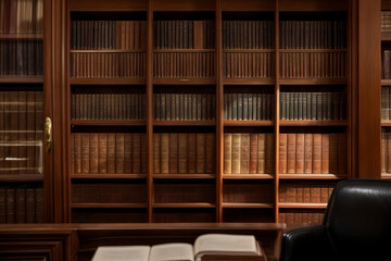 law farm Library Rows of Books and Legal References
