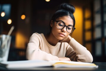 cropped shot of an attractive young female student studying in a coffee shop - obrazy, fototapety, plakaty