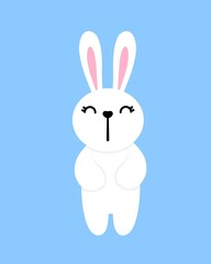 White bunny on a blue background
