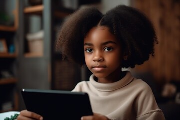 learning, education and friends of black girl with tablet for online lesson in classroom