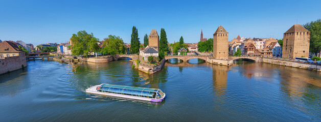 Bridge Ponts Couverts de Strasbourg, Strasbourg, Alsace, France. Canals district La Petite France...