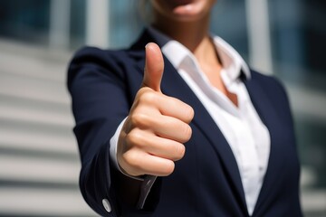 cropped shot of an unrecognisable businesswoman showing a thumbs up