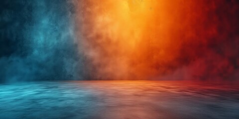 Abstract fire and ice concept background with smoke and empty space