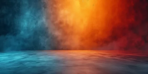 Papier Peint photo Lavable Feu Abstract fire and ice concept background with smoke and empty space