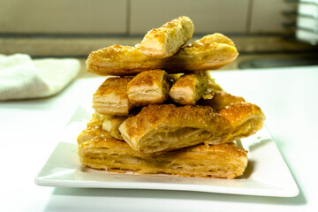 Puff pastry sugar sticks. Pastry. food concept. diet