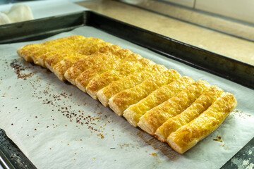 Puff pastry sugar sticks. Pastry. food concept. diet