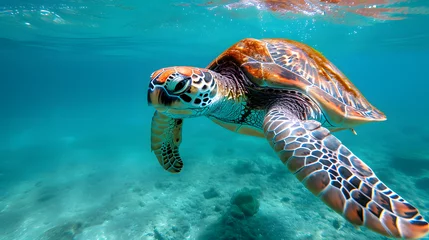Foto op Canvas sea turtle swimming © @ArtUmbre
