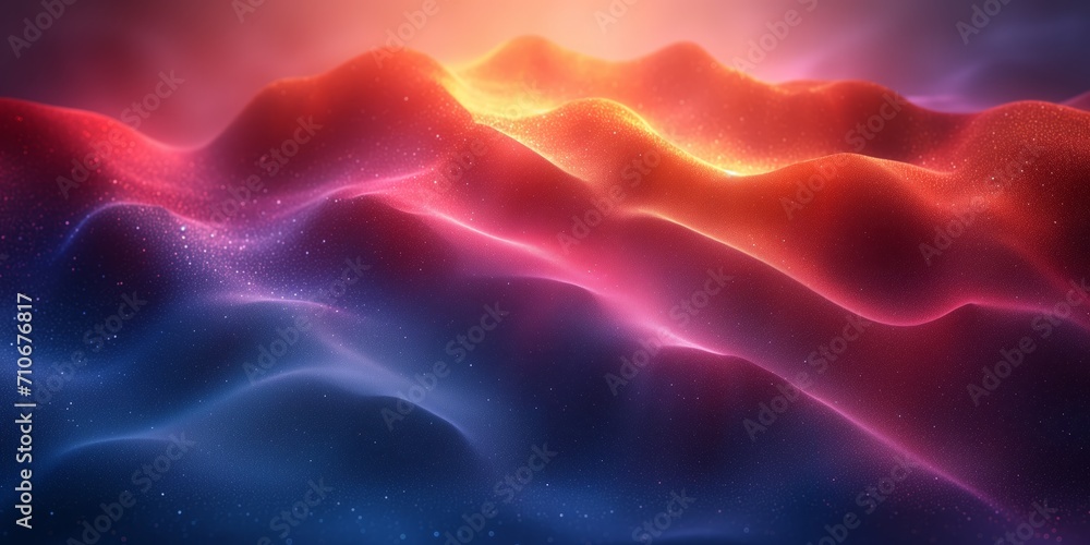 Poster abstract wavy background with vibrant colors and sparkling particles