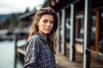 shot of an attractive young woman standing on the dock at a boathouse - Powered by Adobe