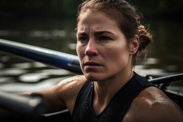 a rower looking determined while training on the water