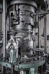 Close up of a historic textile machine.