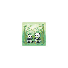 cute panda playing in the bamboo garden