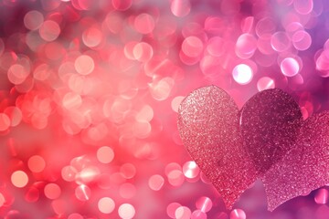 abstract valentine's day background with pink glittery heart 
