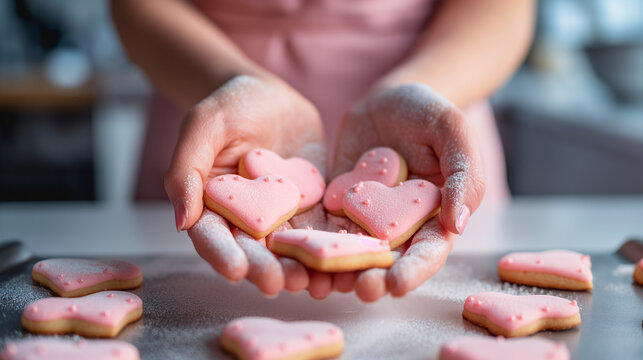 Homemade Happiness: Valentine's Day Illustration of Making Cookies for Loved Ones
