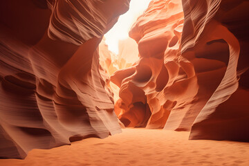 a red canyon with light coming through - Powered by Adobe