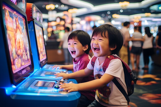 two children playing a video game