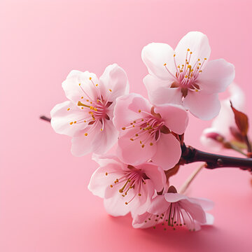 Cherry blossoms on a pink background pink flower.