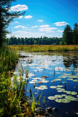 View of a wetland as conservation and sustainability background