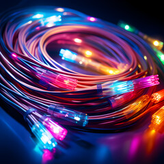 Colorful fibre cable or optics wires cable.