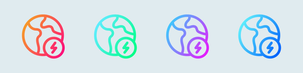 Green energy line icon in gradient colors. World power signs vector illustration.