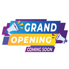 grand opening coming soon, grand opening, Grand opening invitationt template. Colorful creativity design with bold text, bright background and a burst of confetti. Ribbon cutting ceremony. Vector
