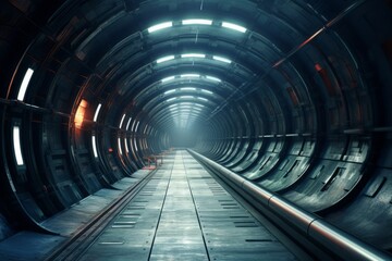 Futuristic Sci-Fi Tunnel with Neon Lighting