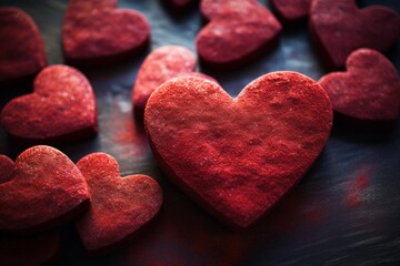 Obraz premium Velvety Red Hearts - A Symbol of Love and Romance