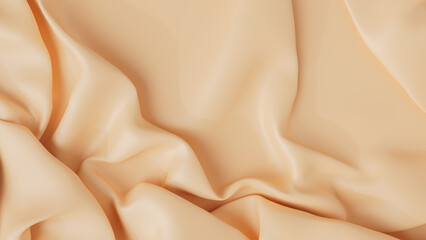 Abstract peach latex background.  Smooth beige fashion. Pastel luxury texture. peach silk, satin. 3d rendering