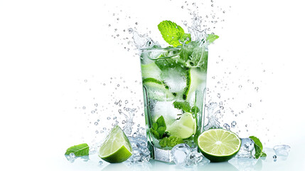 lemon, drink, glass, water, fruit, citrus, ice, cold, lime, fresh, juice, lemonade, slice, beverage, cocktail, isolated, white, food, yellow, healthy, freshness, refreshment, liquid, alcohol, orange