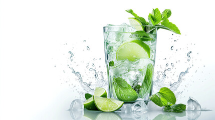 lemon, drink, glass, water, fruit, citrus, ice, cold, lime, fresh, juice, lemonade, slice, beverage, cocktail, isolated, white, food, yellow, healthy, freshness, refreshment, liquid, alcohol, orange